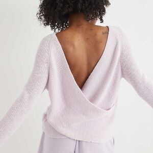 Lilac colored aerie cross back sweater